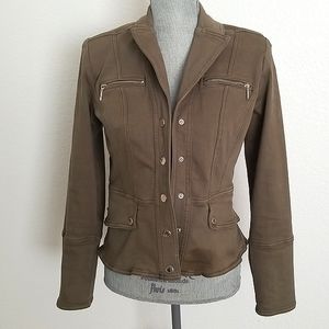 Adorable WHBM Olive Green Peplum Jacket, stretchy sz 2